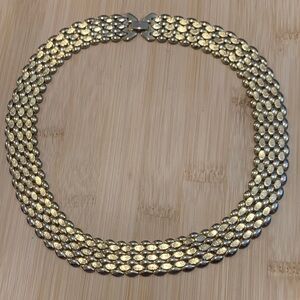 Vintage Gold Multi-Row Mesh Choker Necklace - Women Jewelry